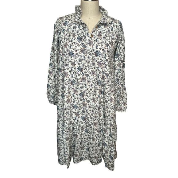 Sweet Thread Ivory Multicolor Floral Print Long Sleeve Flowy Dress Size 16 - Picture 1 of 9